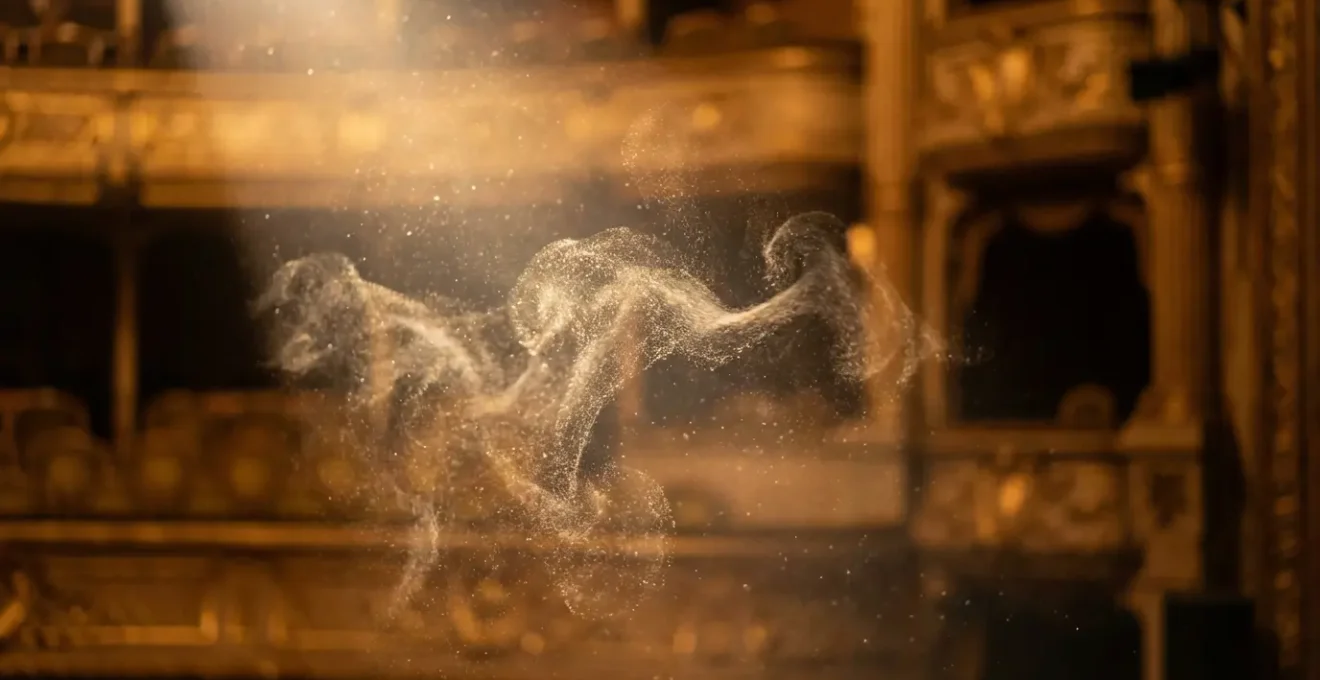 Vue macro des vibrations sonores dans l'air d'un théâtre historique français