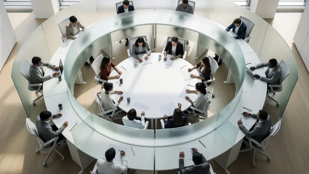 Équipe travaillant en collaboration anonyme avec méthode du cadavre exquis