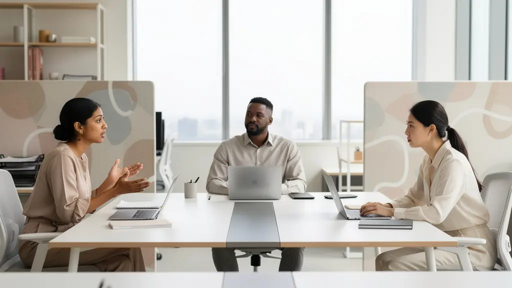 Professionnels de différentes cultures en visioconférence montrant le langage non-verbal