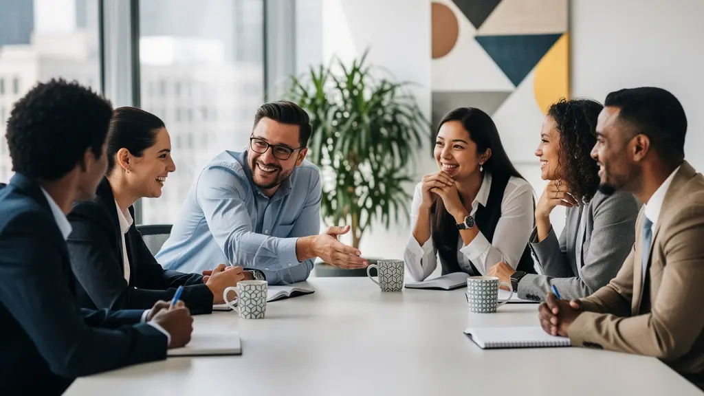 Équipe multiculturelle travaillant ensemble comme un jazz band dans un bureau moderne